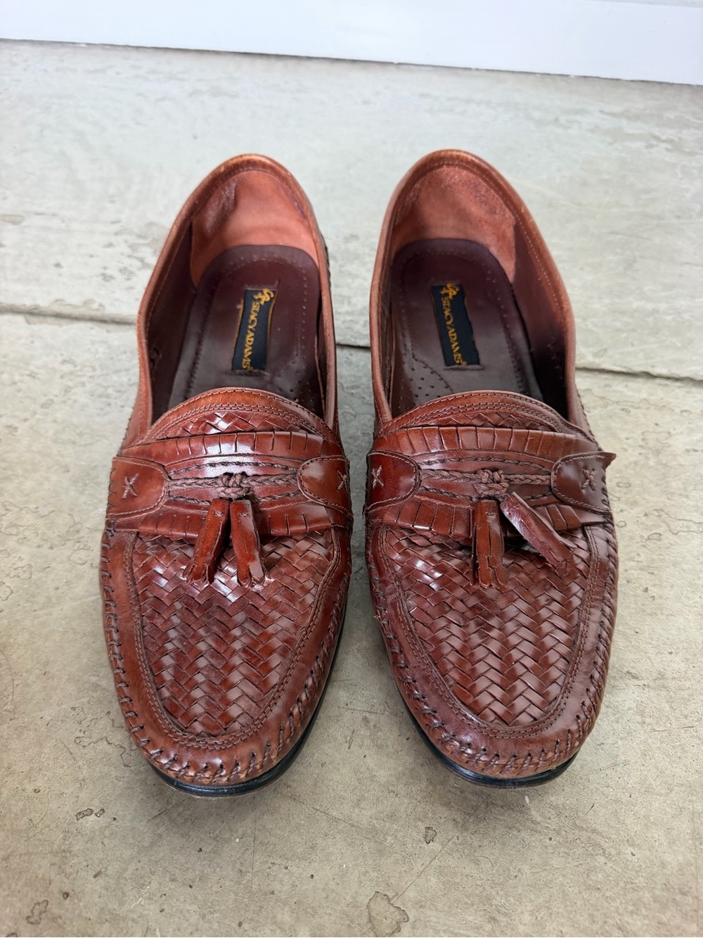 Stacy Adams Men’s Brown Woven Leather Tassel Loafers